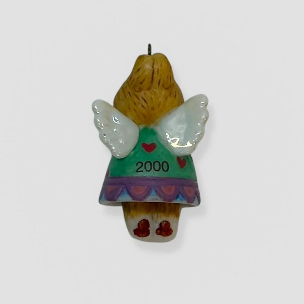 Hallmark Miniature Ornament Celestial Bunny Bell Porcelain Angel Rabbit 2000